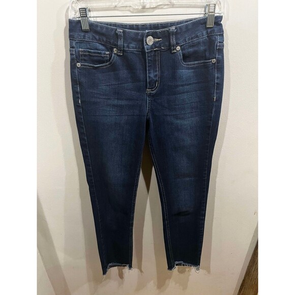 Harper Jeans Women's Size 28 Blue Mid Rise Skinny Denim Distressed Frayed - Picture 1 of 8